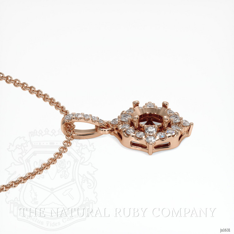 14K Rose Gold Pave Pendant Setting