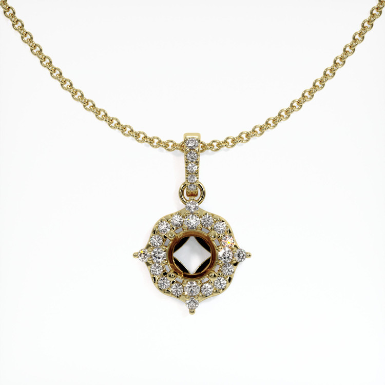 18K Yellow Gold Pave Pendant Setting