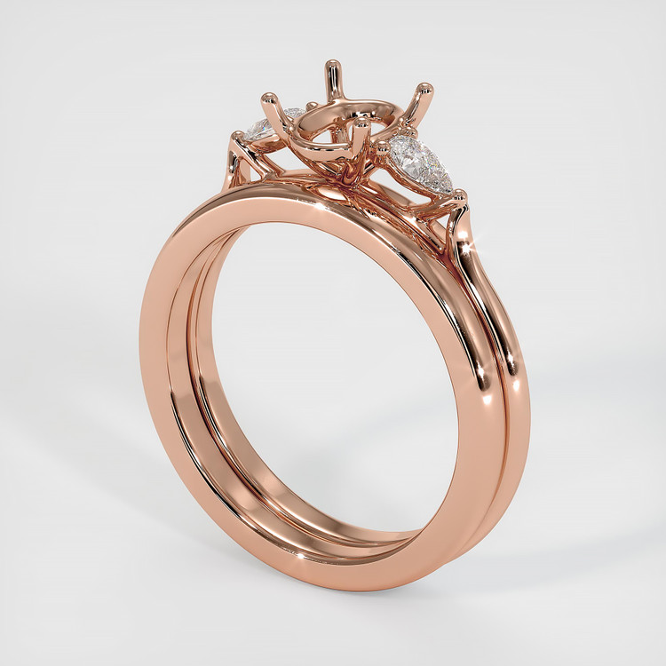 14K Rose Gold Three Stone Ring Setting
