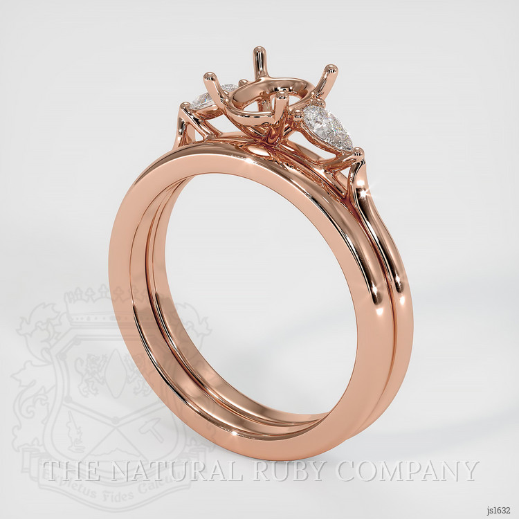 14K Rose Gold Three Stone Ring Setting