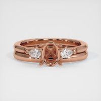 14K Rose Gold Three Stone Ring Setting Image