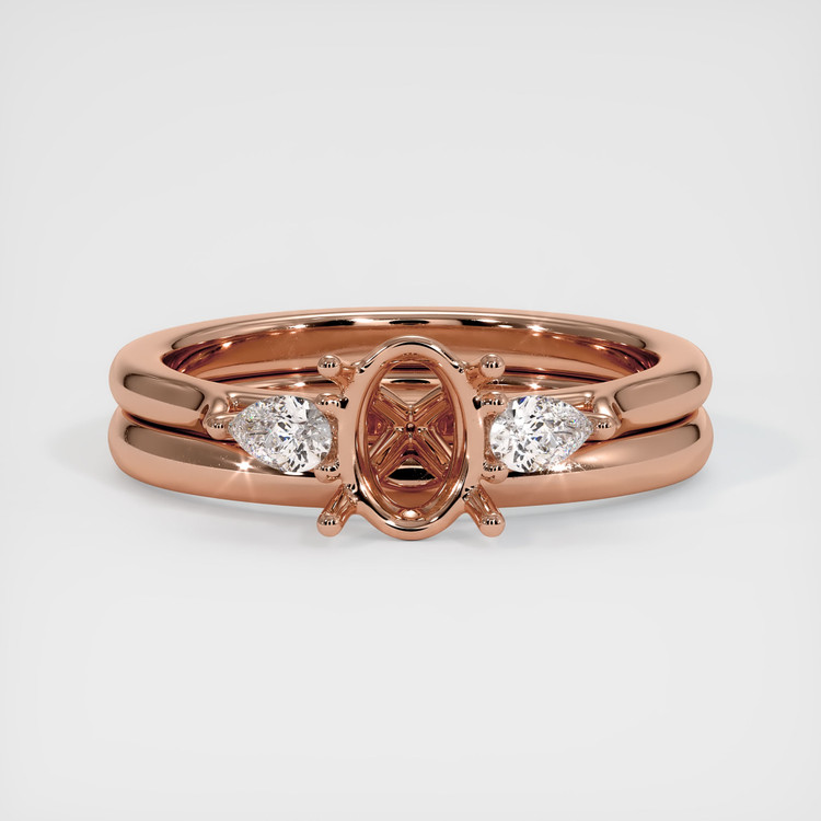 14K Rose Gold Three Stone Ring Setting