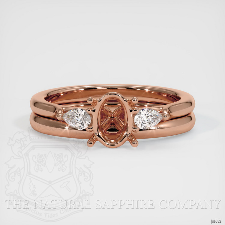 14K Rose Gold Three Stone Ring Setting