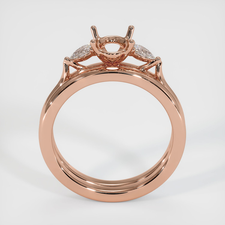 14K Rose Gold Three Stone Ring Setting