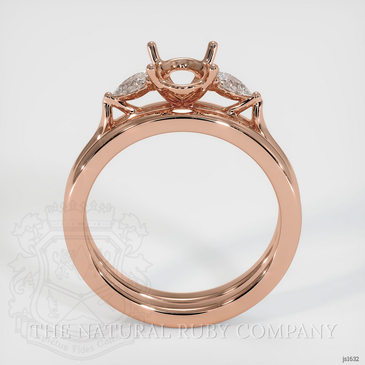 14K Rose Gold Three Stone Ring Setting