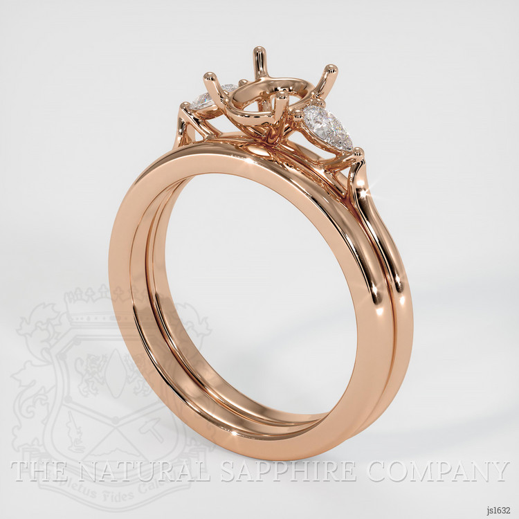 18K Rose Gold Three Stone Ring Setting