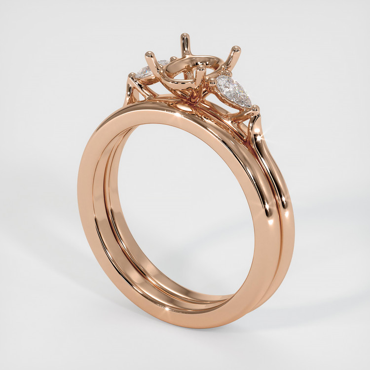 18K Rose Gold Three Stone Ring Setting