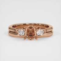 18K Rose Gold Three Stone Ring Setting Image