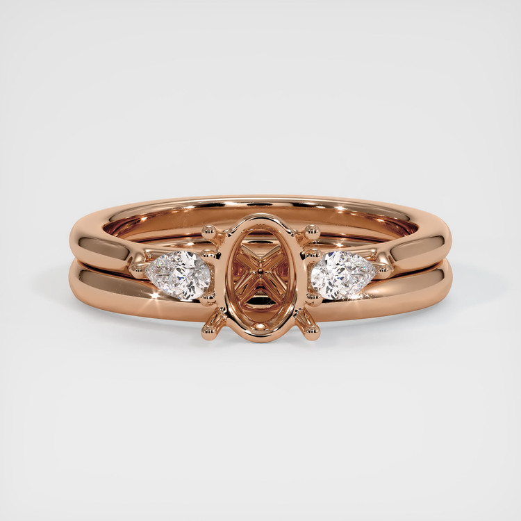 18K Rose Gold Three Stone Ring Setting