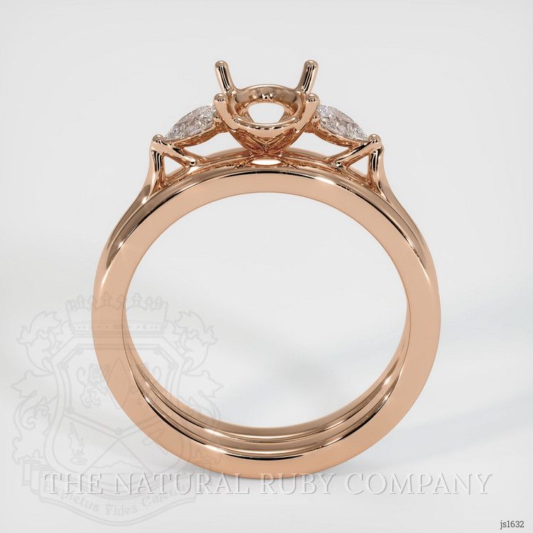 18K Rose Gold Three Stone Ring Setting