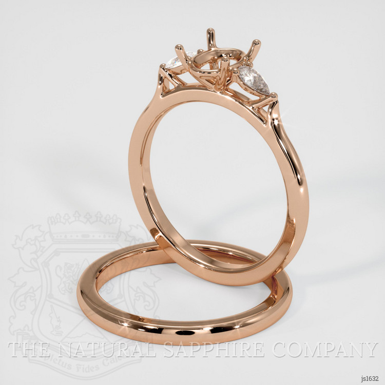 18K Rose Gold Three Stone Ring Setting