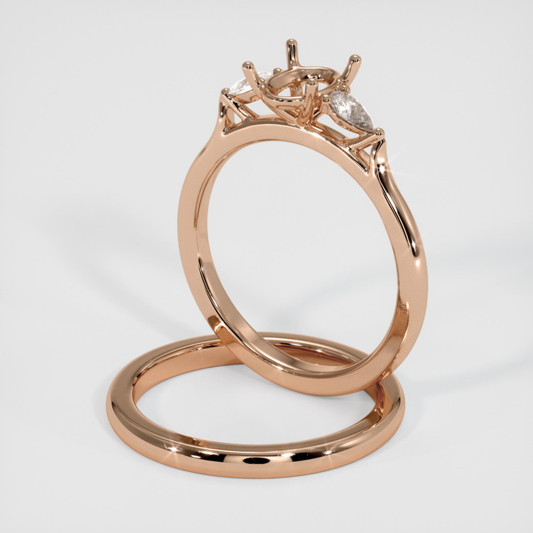 18K Rose Gold Three Stone Ring Setting