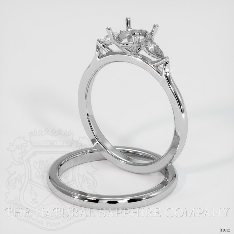 10K White Gold Three Stone Ring Setting