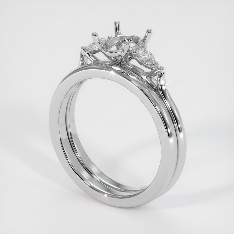 14K White Gold Three Stone Ring Setting