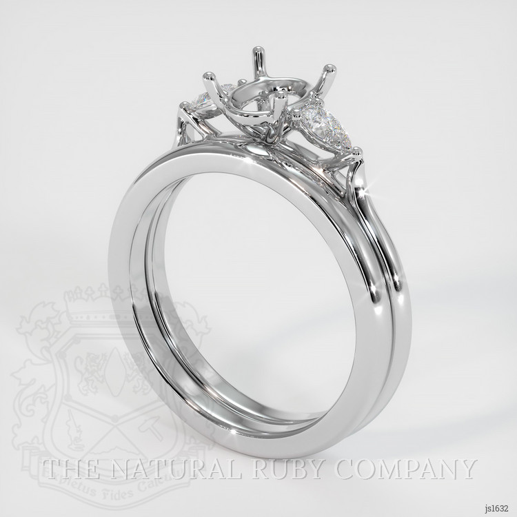 18K White Gold Three Stone Ring Setting