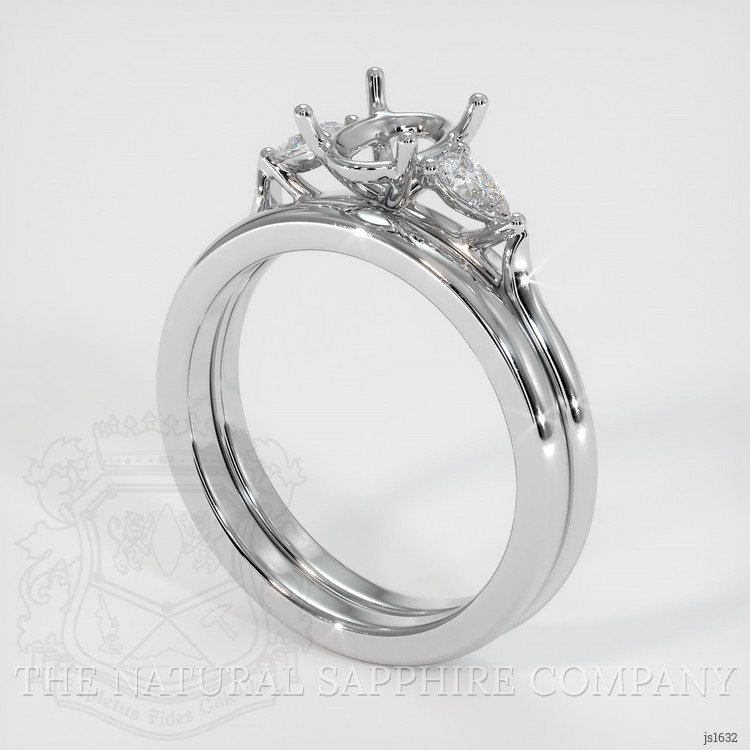 18K White Gold Three Stone Ring Setting