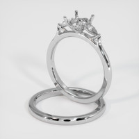 18K White Gold Three Stone Ring Setting Image