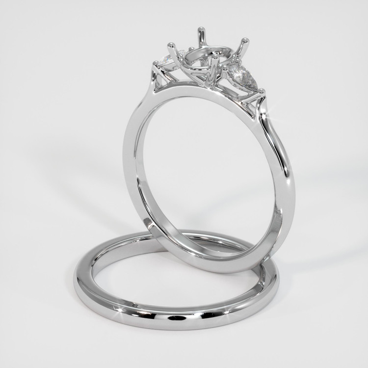 18K White Gold Three Stone Ring Setting