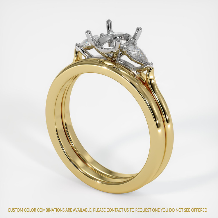 14K White & Yellow Three Stone Ring Setting