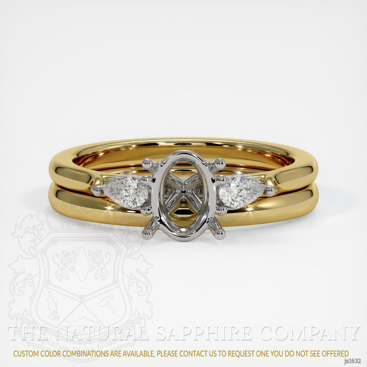 14K White & Yellow Three Stone Ring Setting