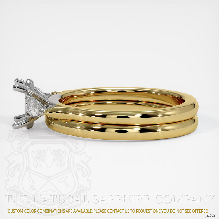 14K White & Yellow Three Stone Ring Setting