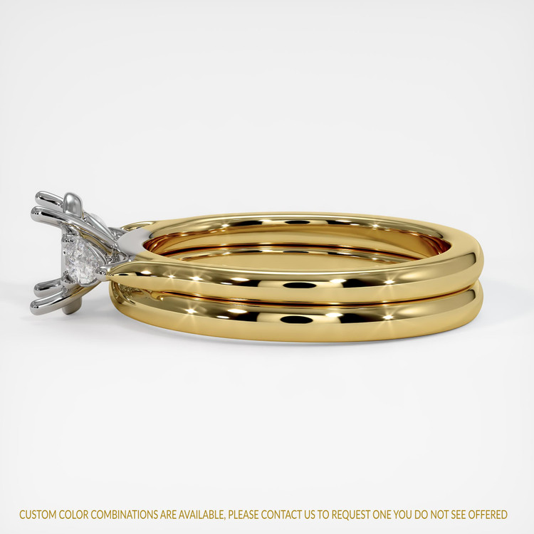 14K White & Yellow Three Stone Ring Setting