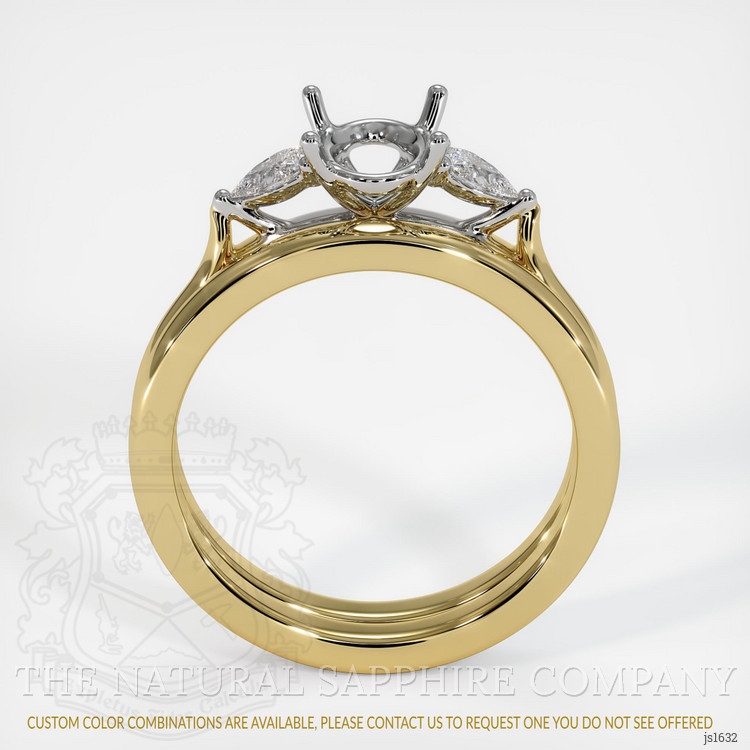 14K White & Yellow Three Stone Ring Setting