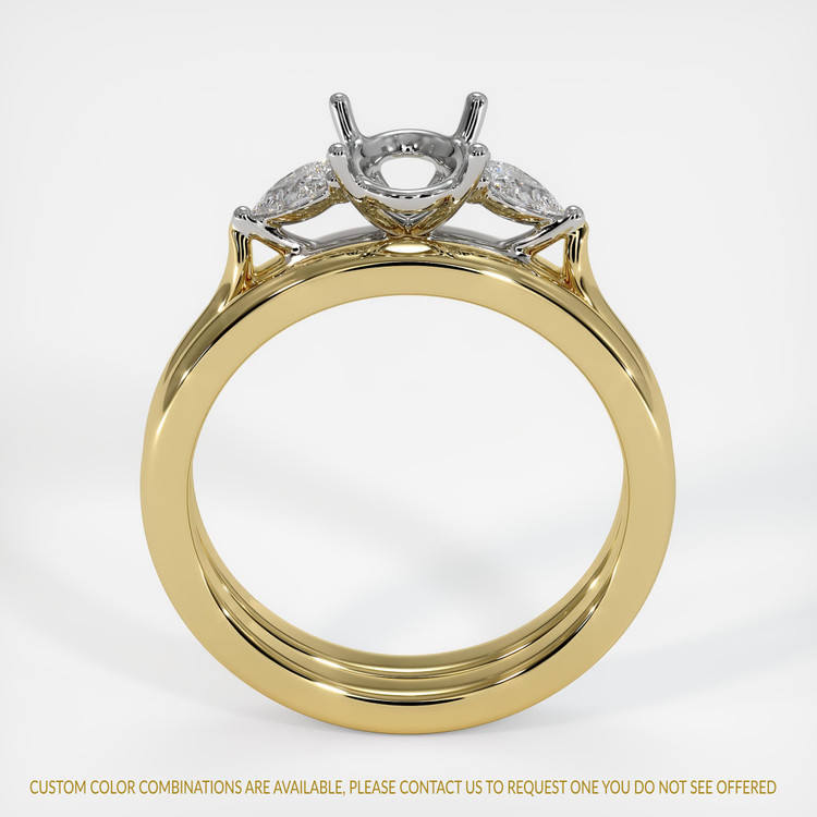 14K White & Yellow Three Stone Ring Setting