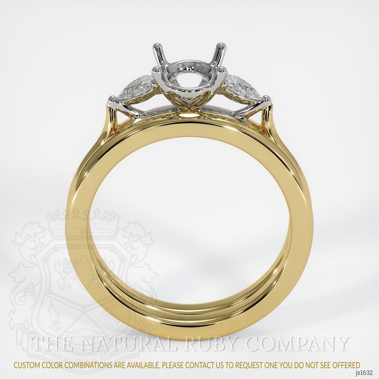 14K White & Yellow Three Stone Ring Setting