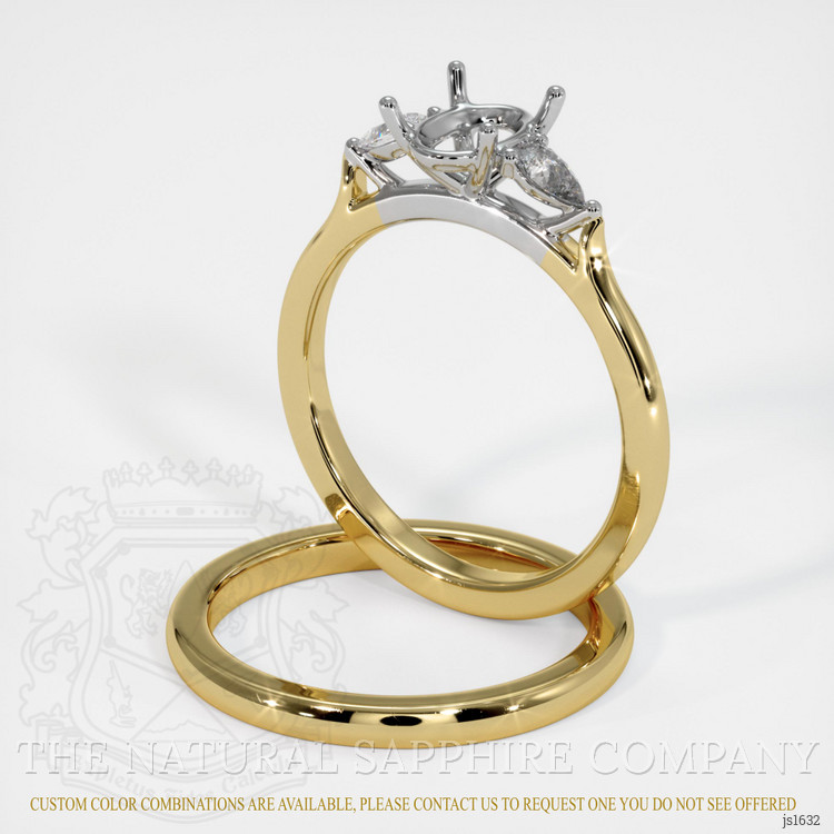 14K White & Yellow Three Stone Ring Setting