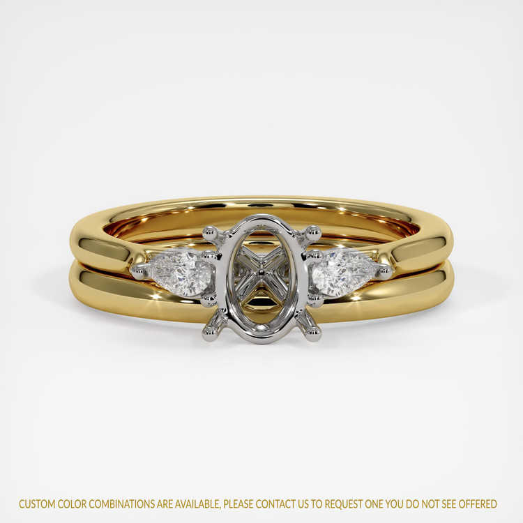 18K White & Yellow Three Stone Ring Setting