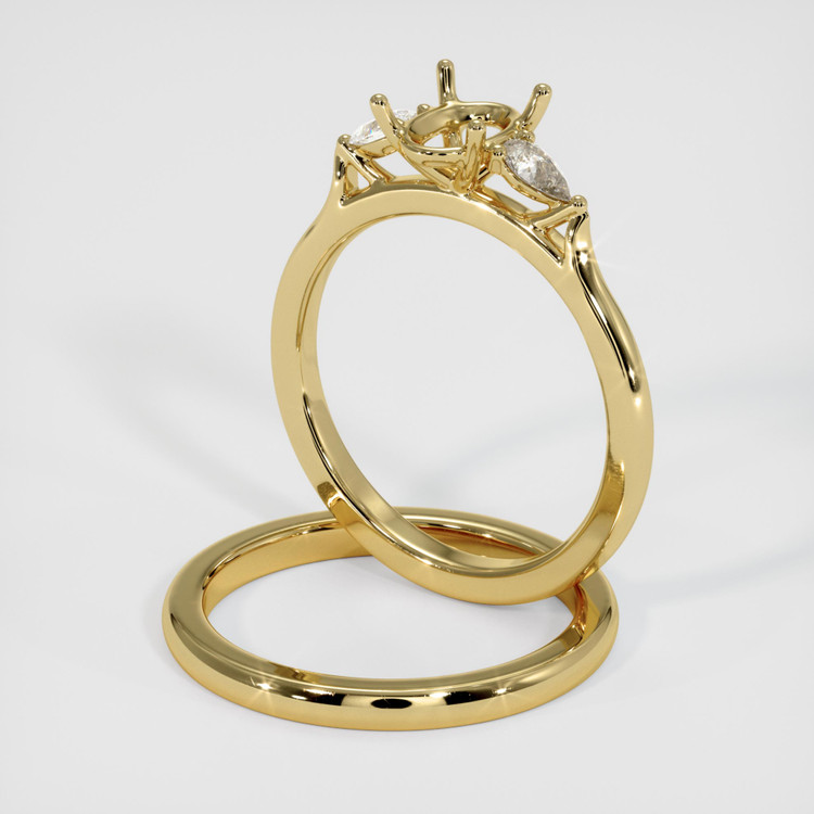 10K Yellow Gold Three Stone Ring Setting