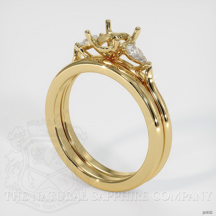 14K Yellow Gold Three Stone Ring Setting