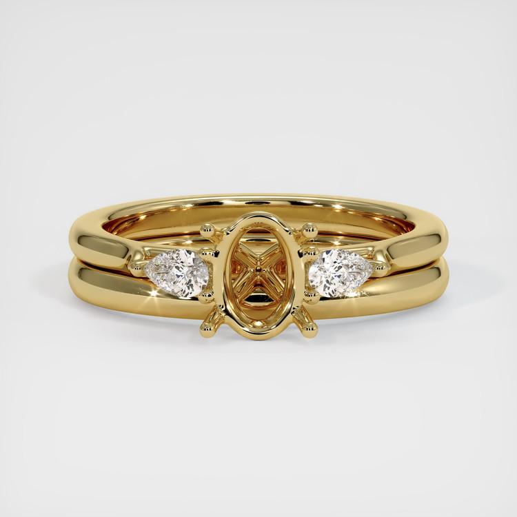 14K Yellow Gold Three Stone Ring Setting