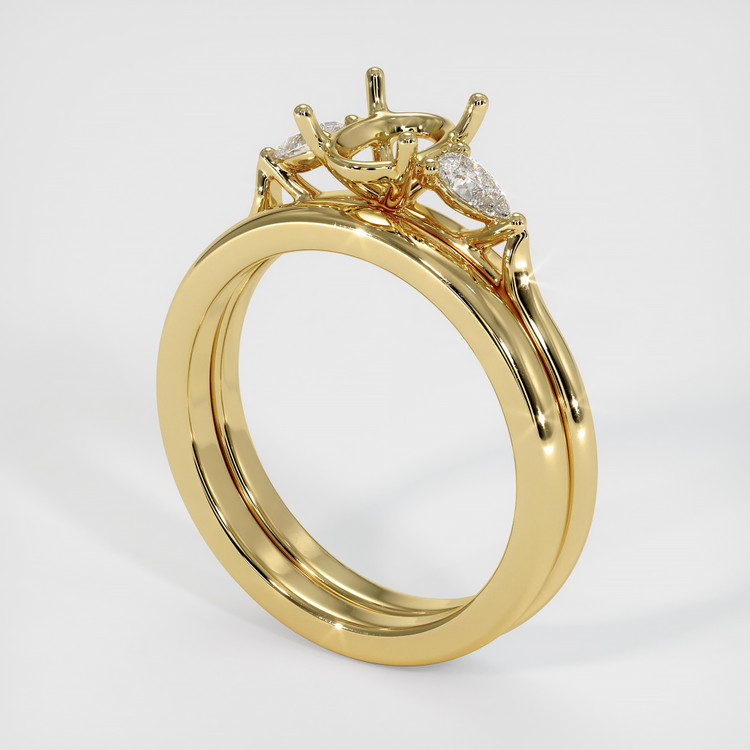 18K Yellow Gold Three Stone Ring Setting