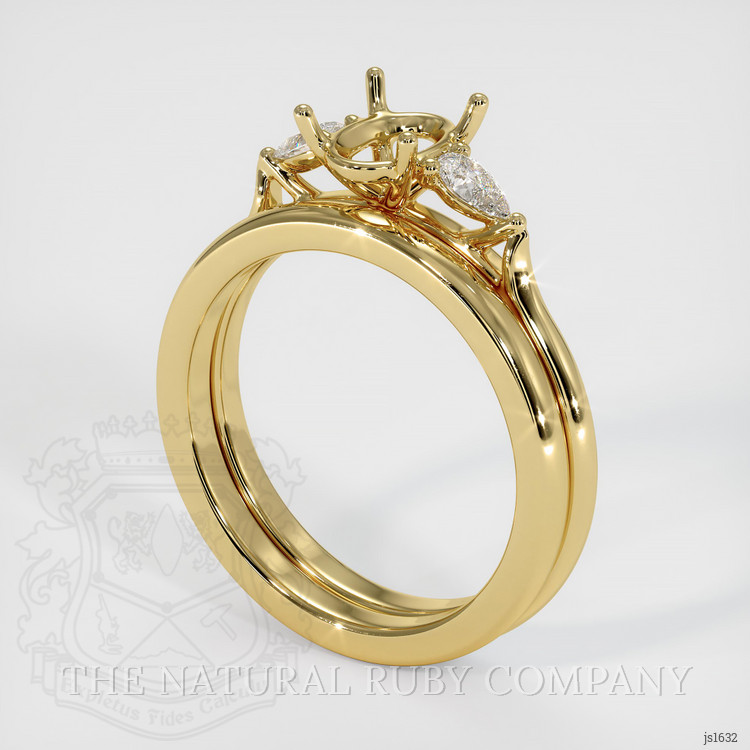 18K Yellow Gold Three Stone Ring Setting