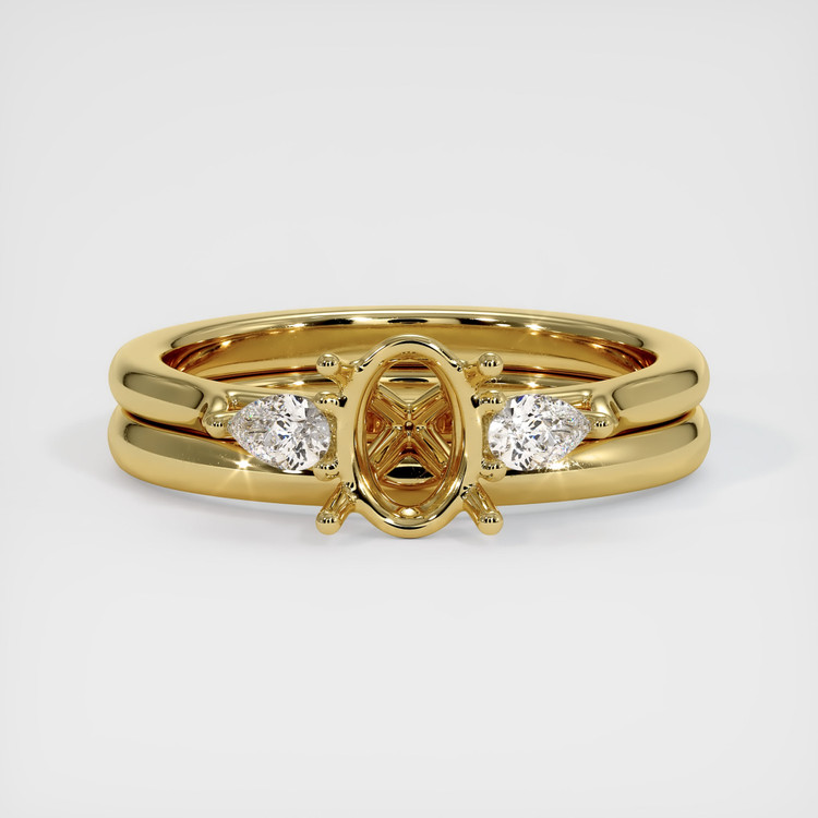 18K Yellow Gold Three Stone Ring Setting