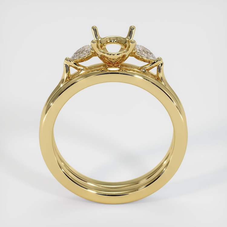 18K Yellow Gold Three Stone Ring Setting