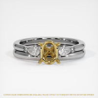 14K Yellow & White Three Stone Ring Setting Image