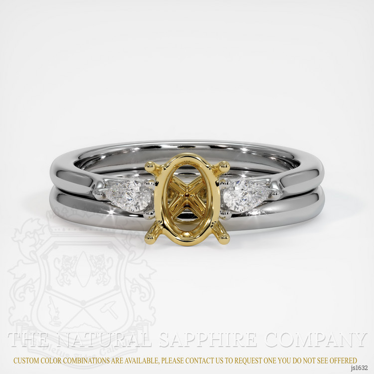 14K Yellow & White Three Stone Ring Setting
