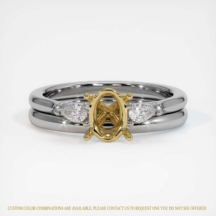 14K Yellow & White Three Stone Ring Setting
