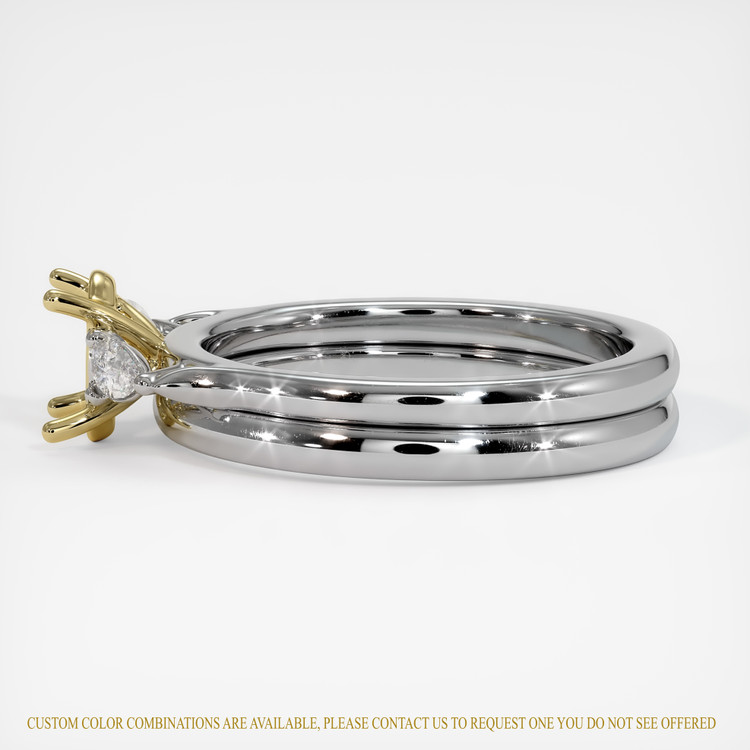 14K Yellow & White Three Stone Ring Setting