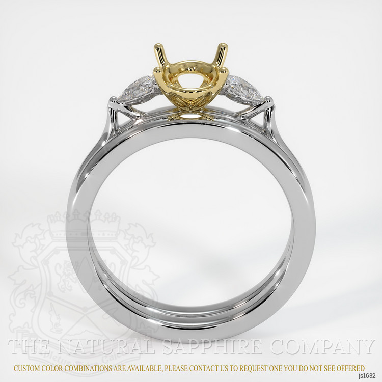 14K Yellow & White Three Stone Ring Setting