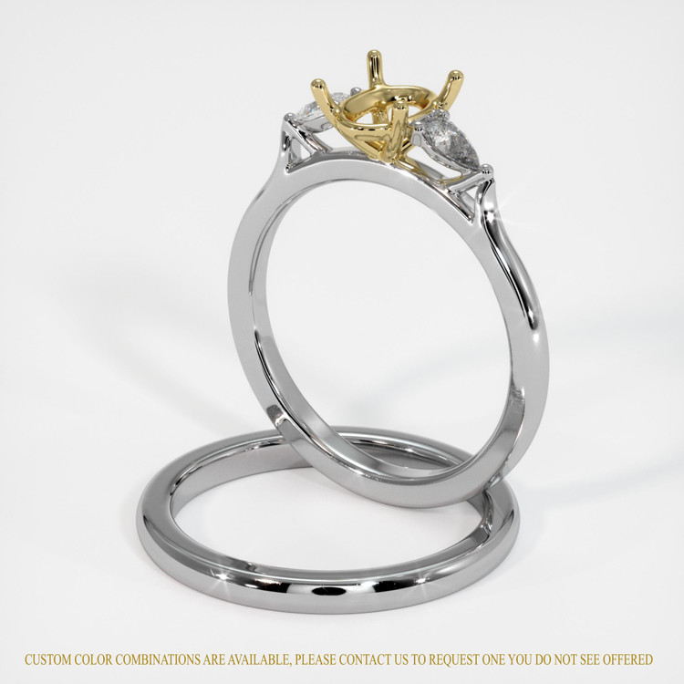 14K Yellow & White Three Stone Ring Setting