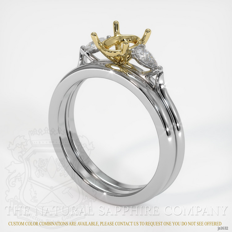 18K Yellow & White Three Stone Ring Setting