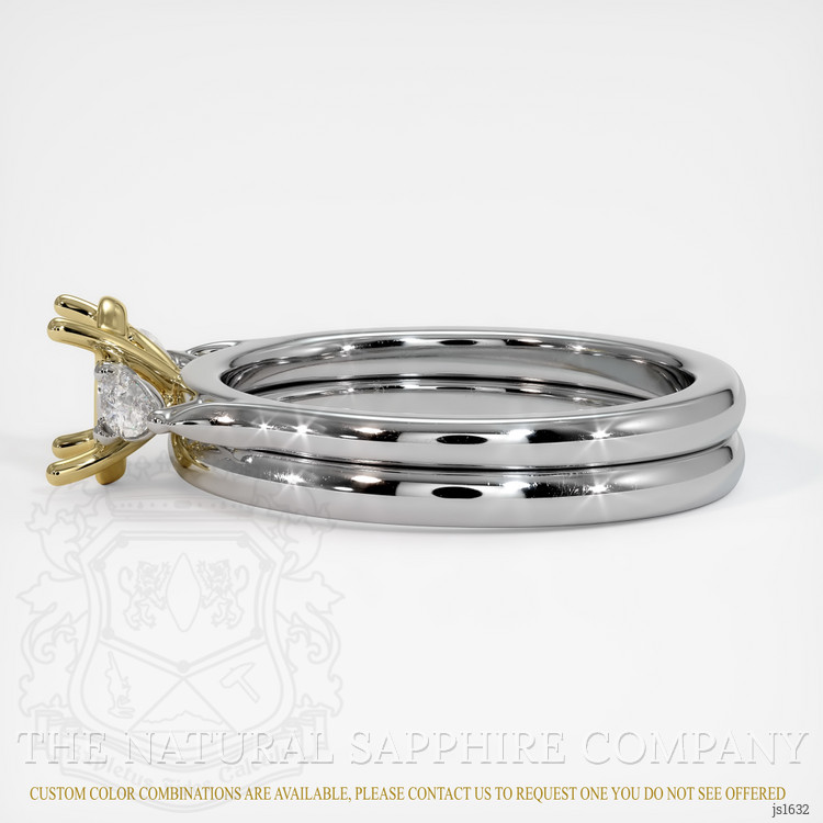 18K Yellow & White Three Stone Ring Setting