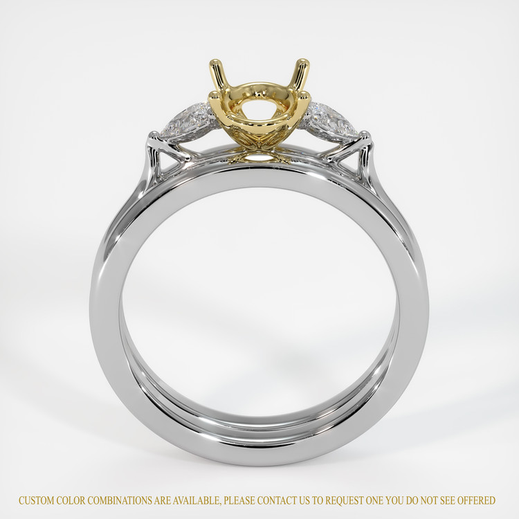 18K Yellow & White Three Stone Ring Setting