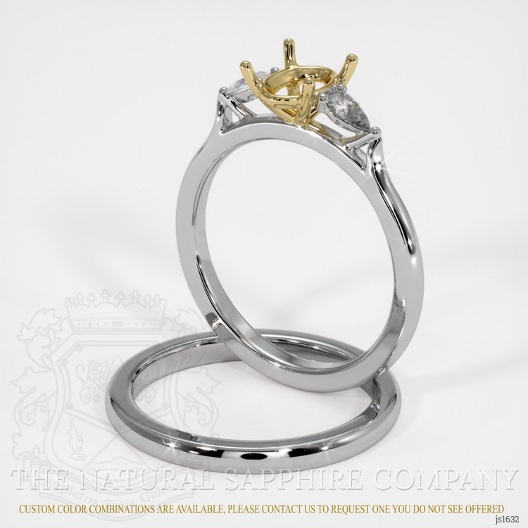 18K Yellow & White Three Stone Ring Setting