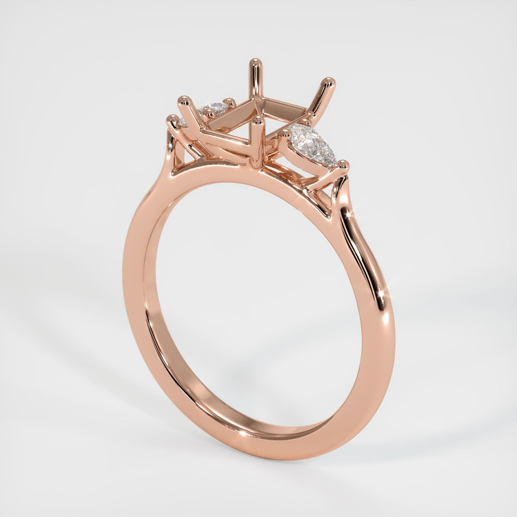 14K Rose Gold Three Stone Ring Setting