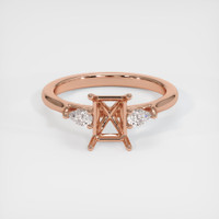 14K Rose Gold Three Stone Ring Setting Image